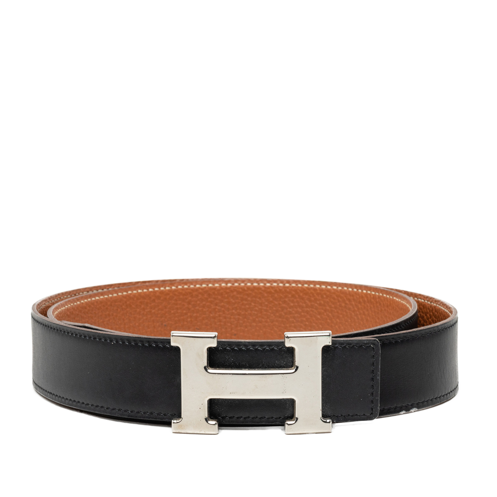Pre-Loved Hermes Box Calf and Togo Constance H Reversible Belt